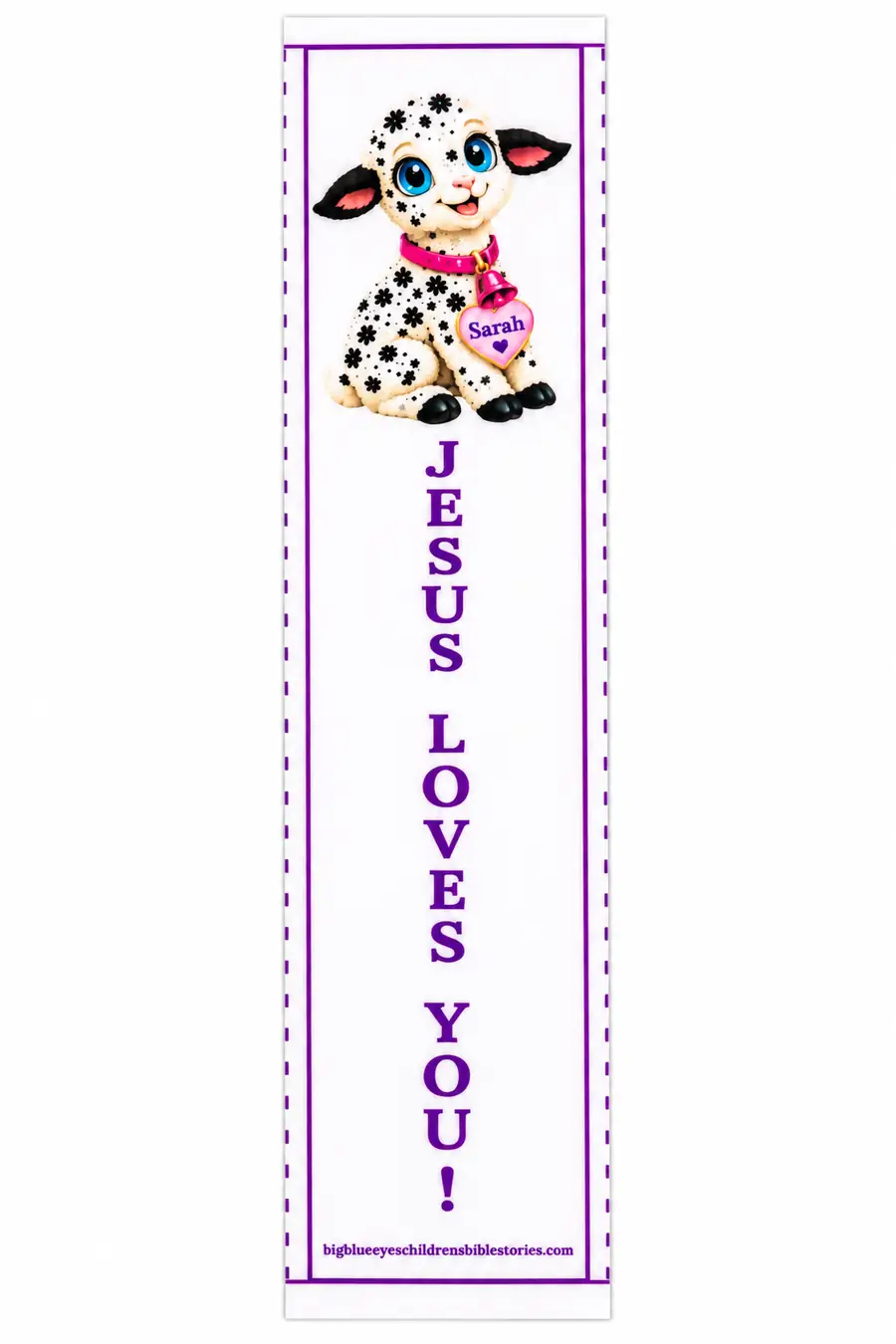 1 Hand-Made JESUS LOVES YOU ! Laminated Book Mark: Sarah the Baby Sheep: My Shepherd, Jesus's Birth. The Christmas Story Edition.